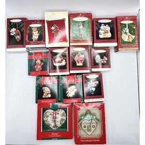 Vintage Hallmark Keepsake Christmas Ornaments Mixed Lot Of 15 Family Mom Dad Son